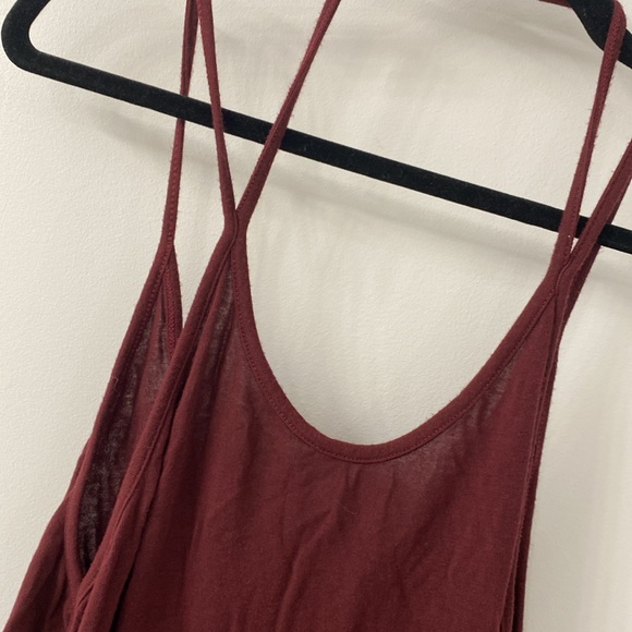 Brandy Melville women’s maroon spaghetti crossover strap tank top - Picture 2 of 5